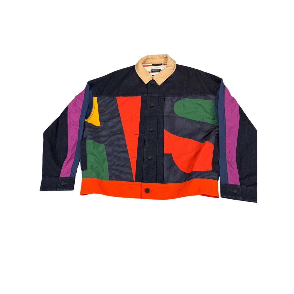 AlphaStyle APSL Mens Luxury Streetwear Colorblock Jacket Multicolor Medium